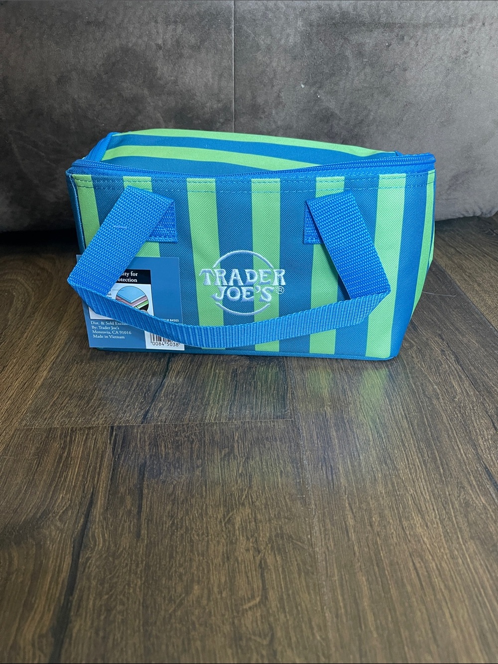 Trader Joe's Blue & Green Striped Insulated Lunch Bag